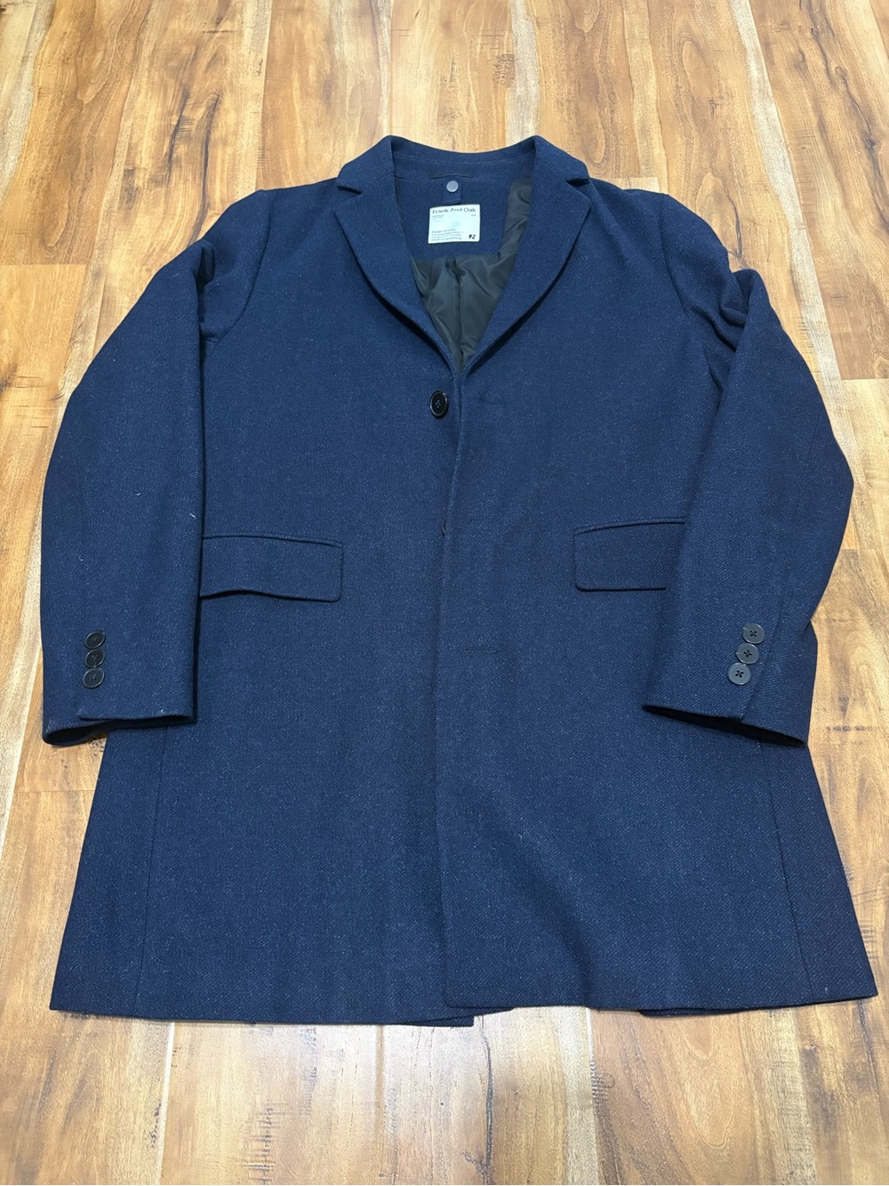Frank & Oak Men's Navy Single-Button Pea Coat